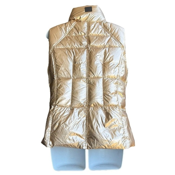 SAM Gold Metallic Freedom Puffer Vest Women's M Goose Down Quilted Winter Chic - Picture 2 of 7